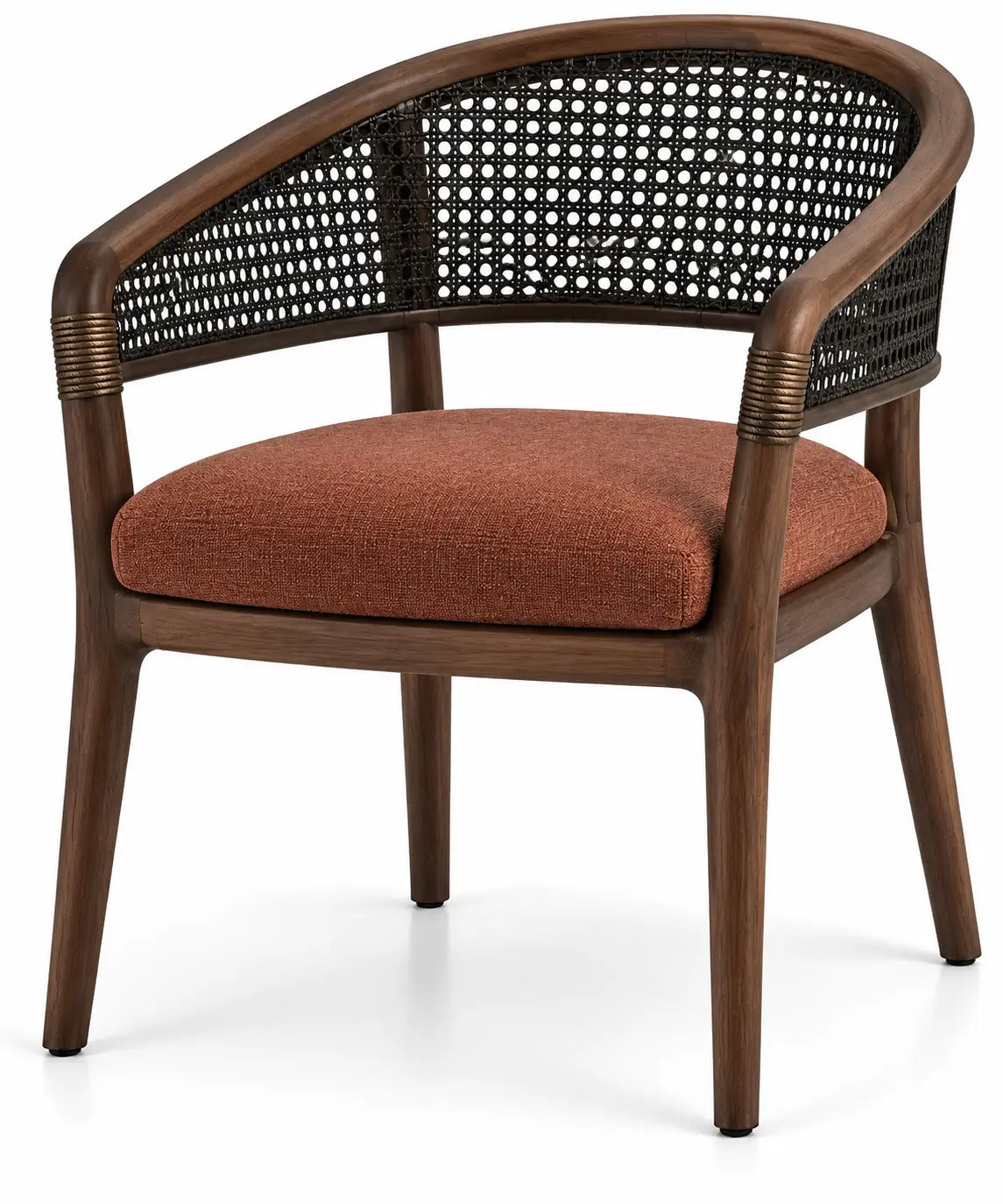 Sedia, schienale intrecciato e seduta imbottita, marrone/nero/rosso
