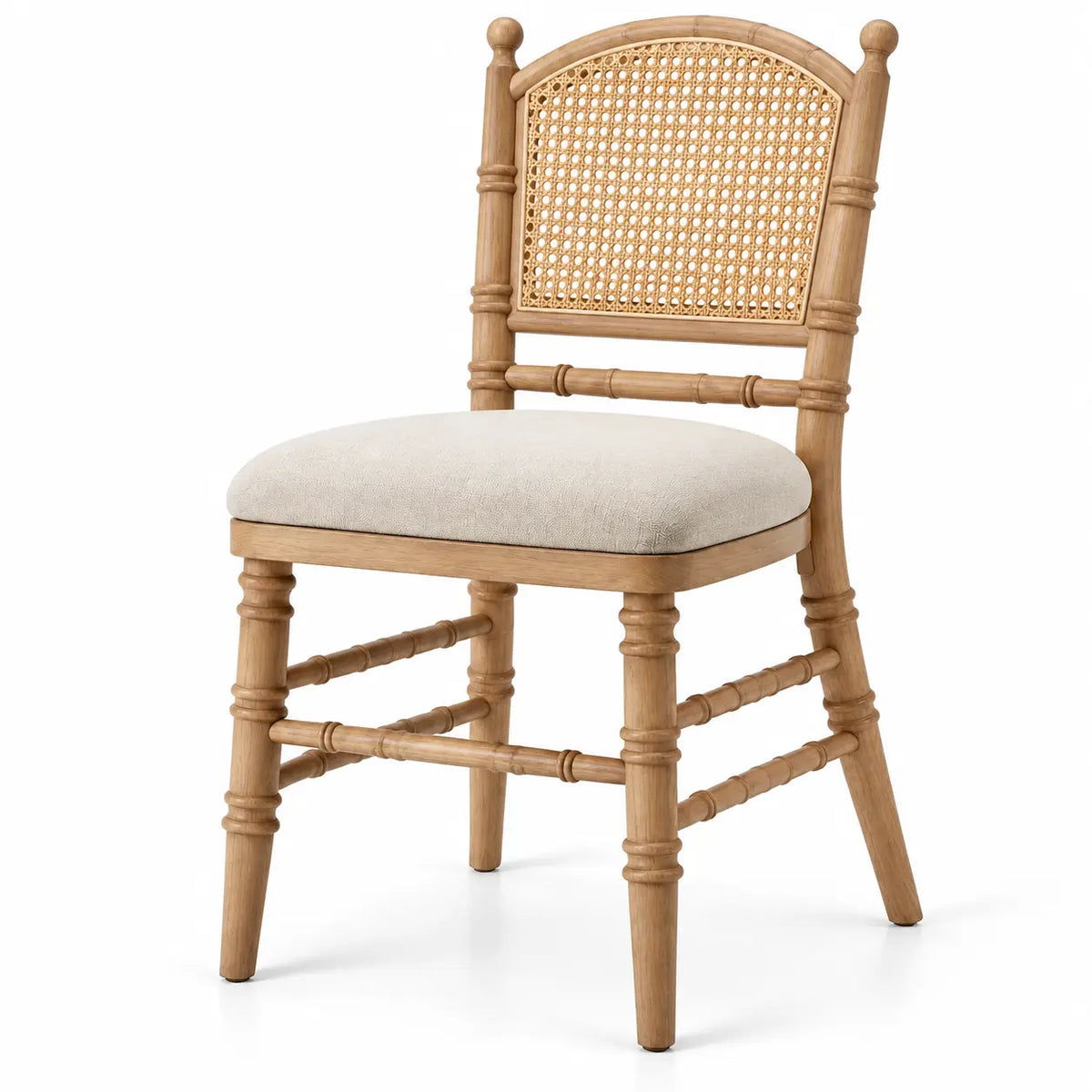 Sedia, schienale intrecciato e gambe tornite, marrone/beige